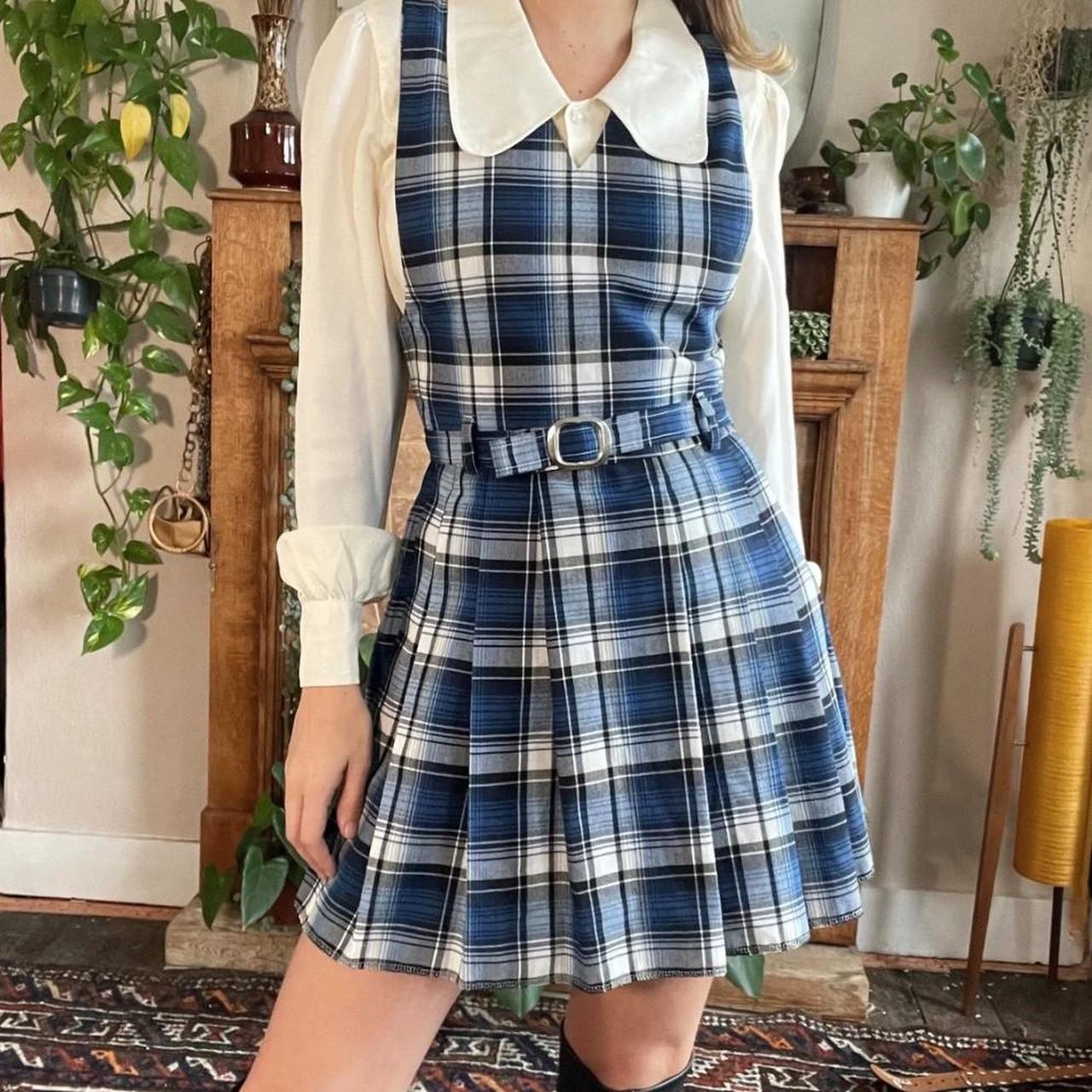 Cutest little blue checkered pinafore