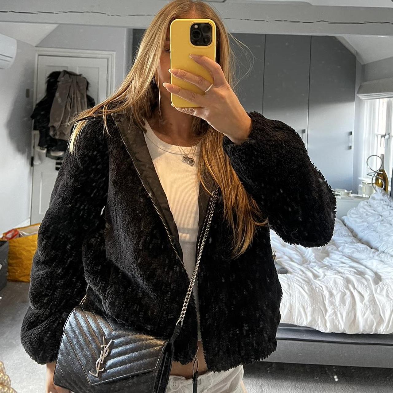 Bershka Fluffy Zip Up jacket Depop