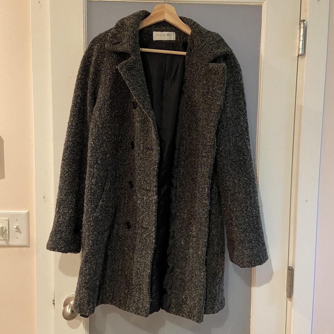 Vintage Dark Grey Sandro Peacoat • Size 8 • Wool... - Depop