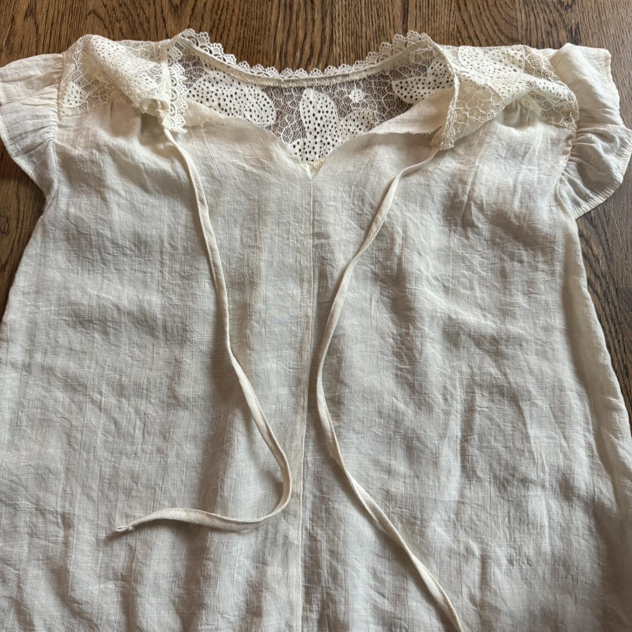 vintage coquette blouse with sheer lace... - Depop