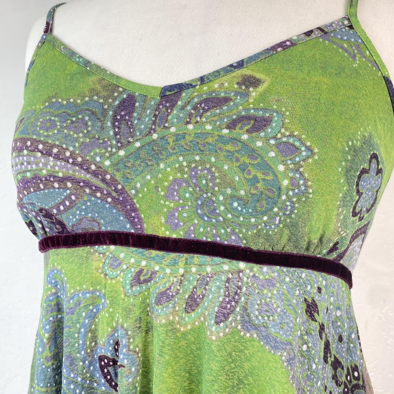 Vintage Y2K Principles Green Floaty Whimsical Cami... - Depop