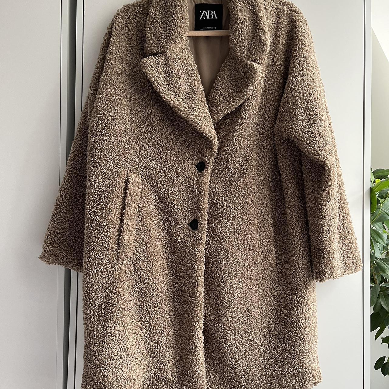 Zara chocolate teddy coat Sold out - Depop