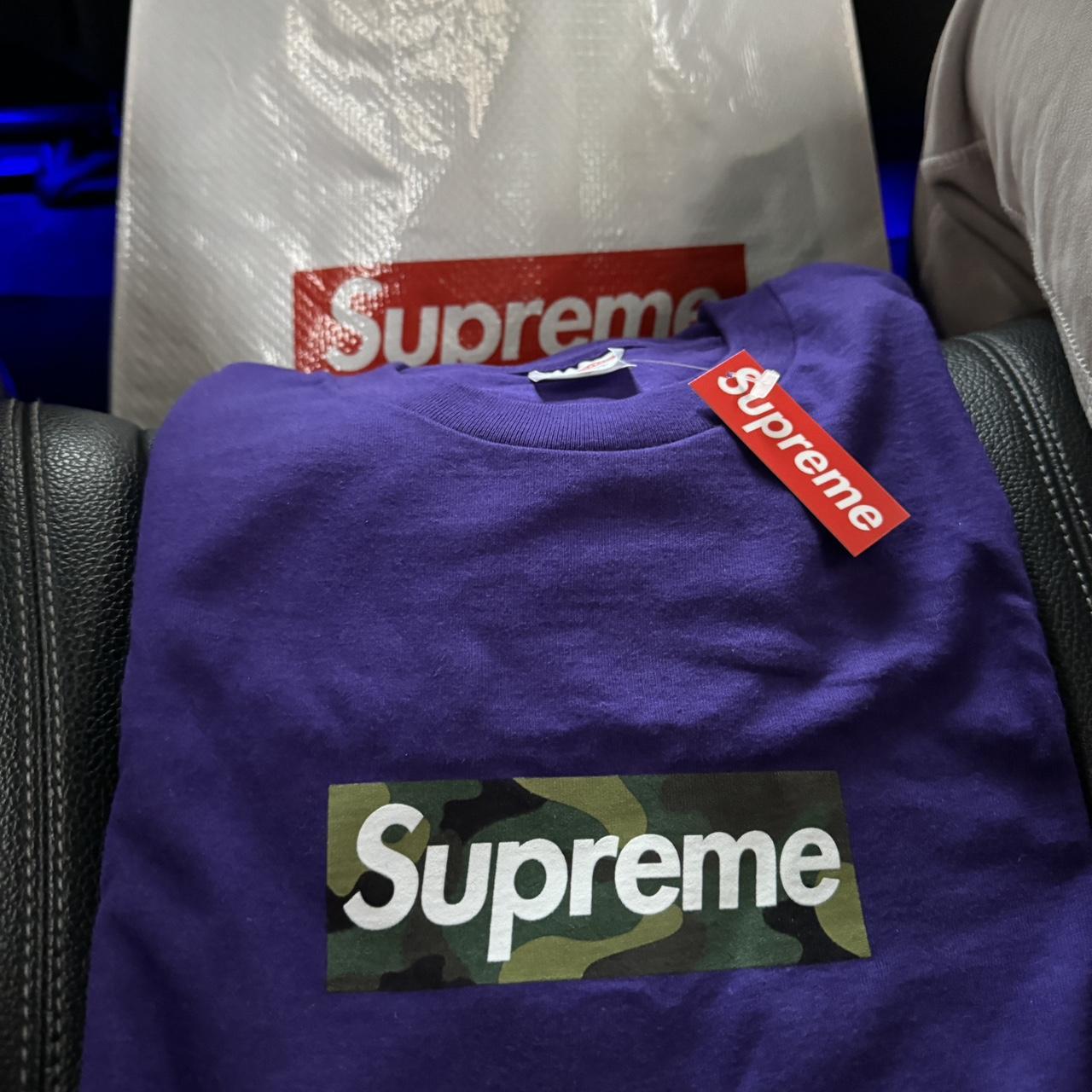 Supreme purple on black box online logo