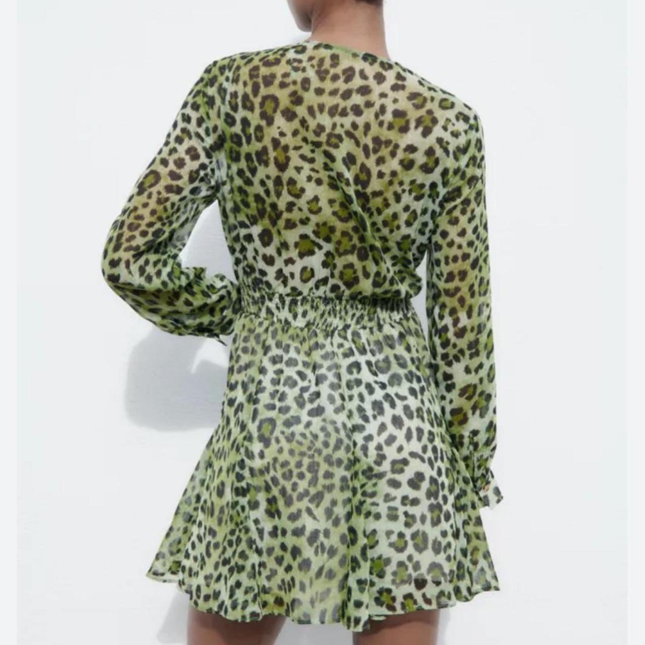 Zara Leopard green dress Depop
