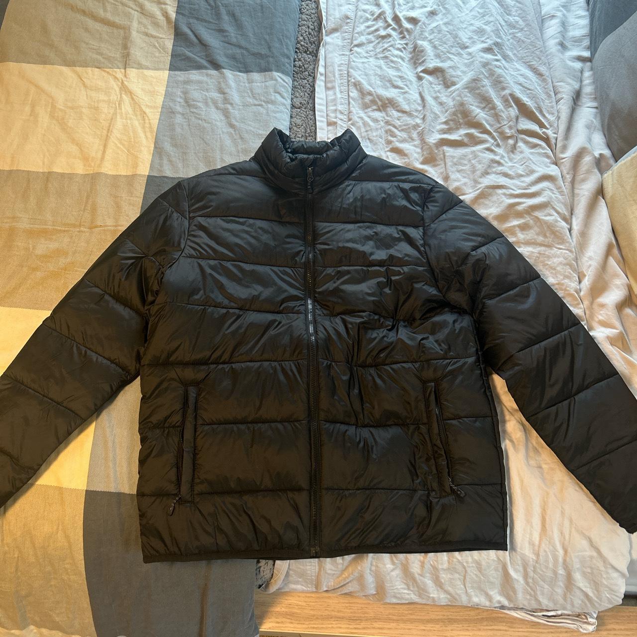 Black Swiss tech puffer jacket (medium)... - Depop