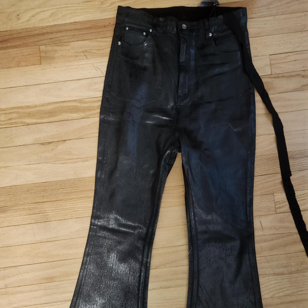 Rick owens waxed bolan flared jeans, waist size 34 - Depop