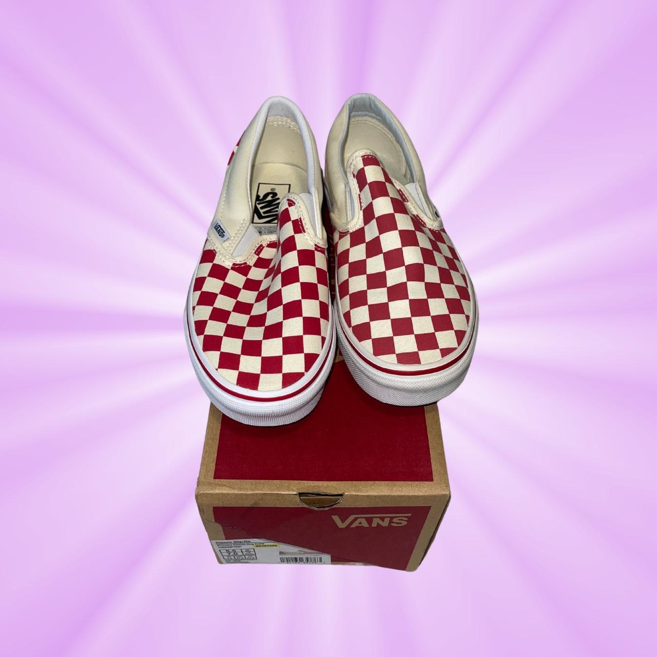 Vans Checkerboard Slip Ons in Red. Never been worn