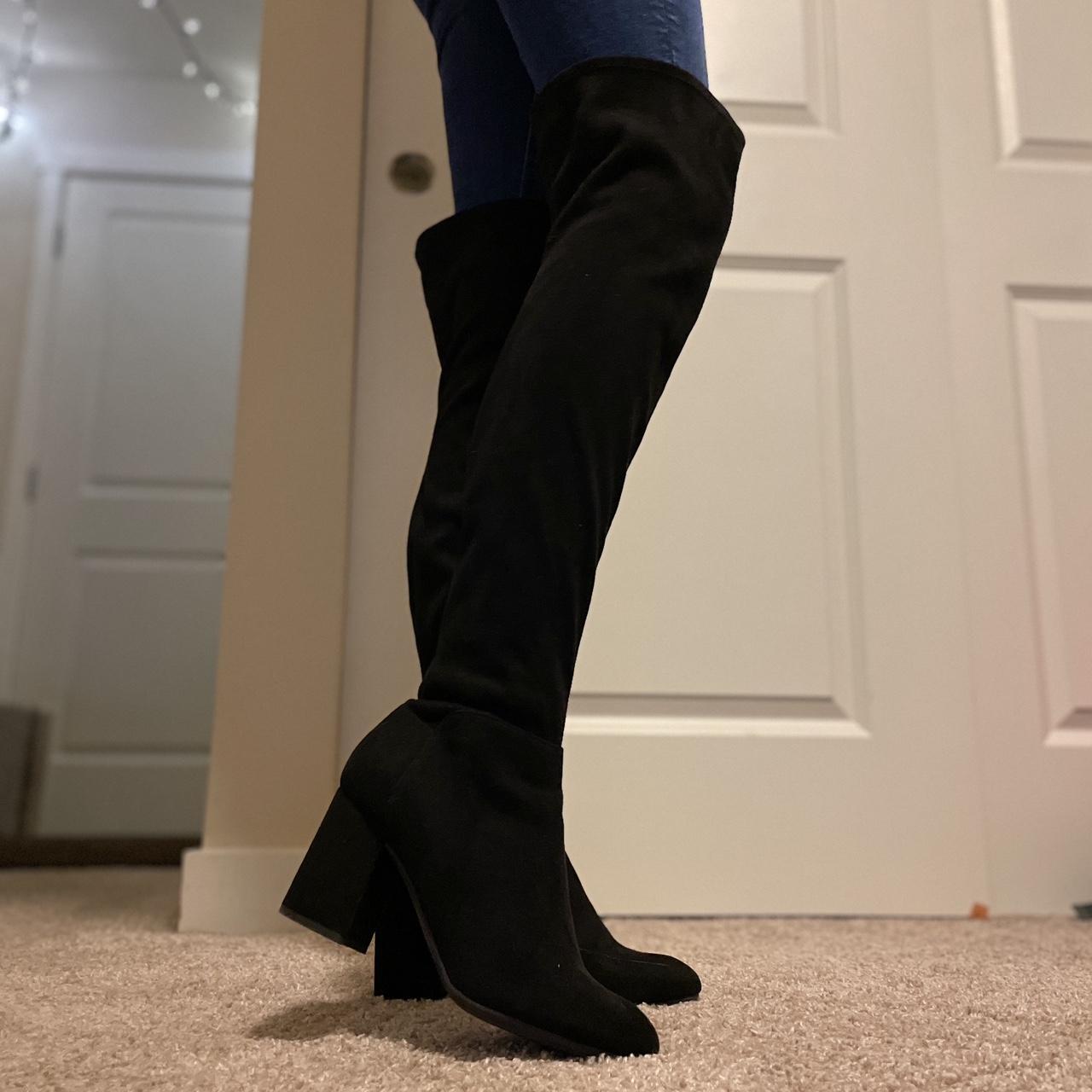 Over the knee mid thigh black boots with heels 1 4