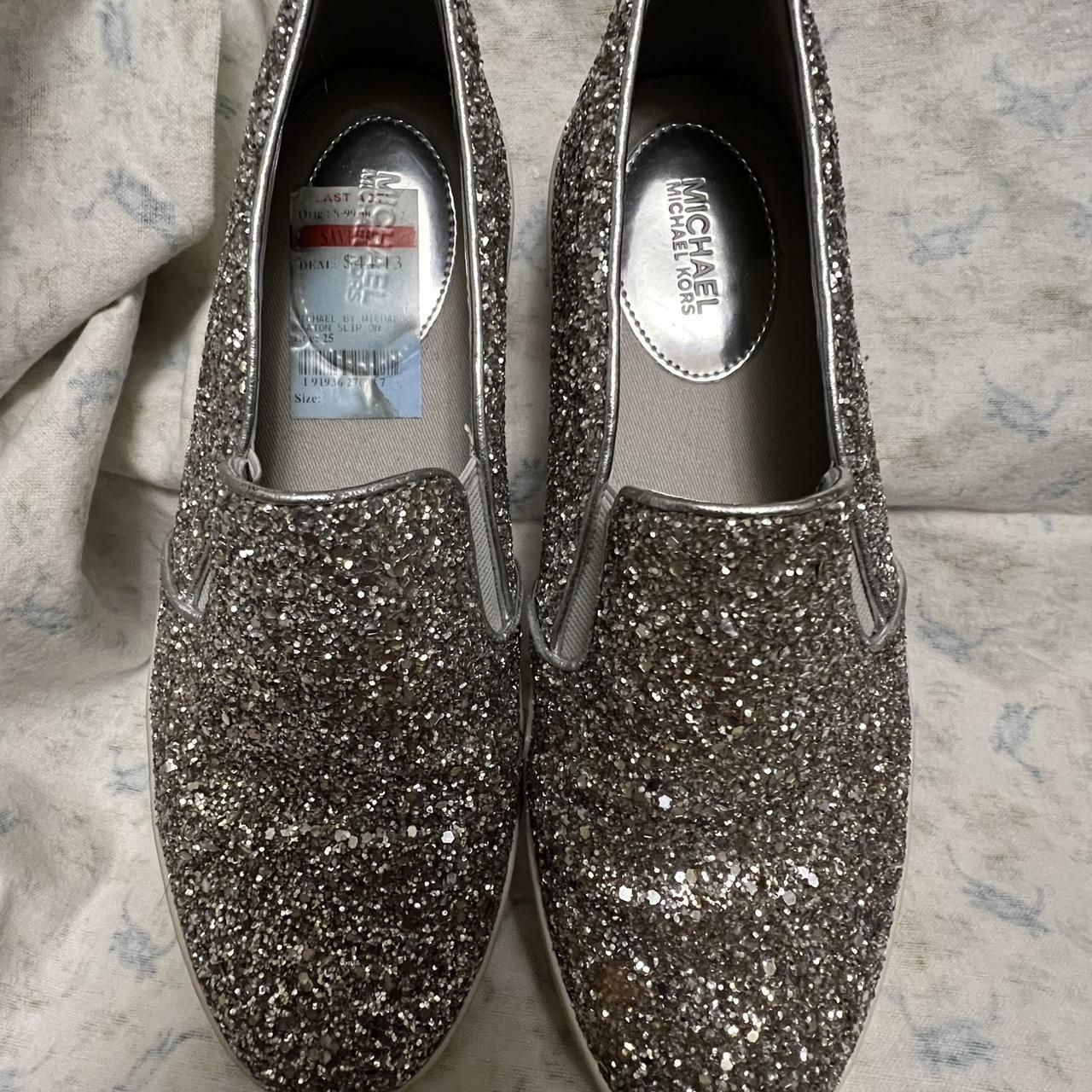 Michael kors discount silver sparkle shoes