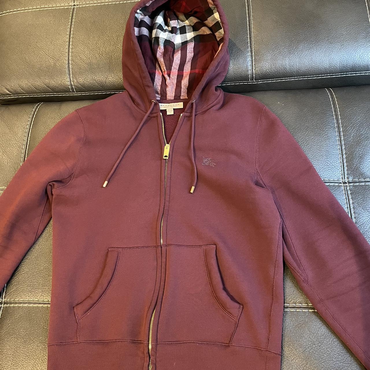 Deep claret Burgundy Burberry Zip up Hoodie Size small