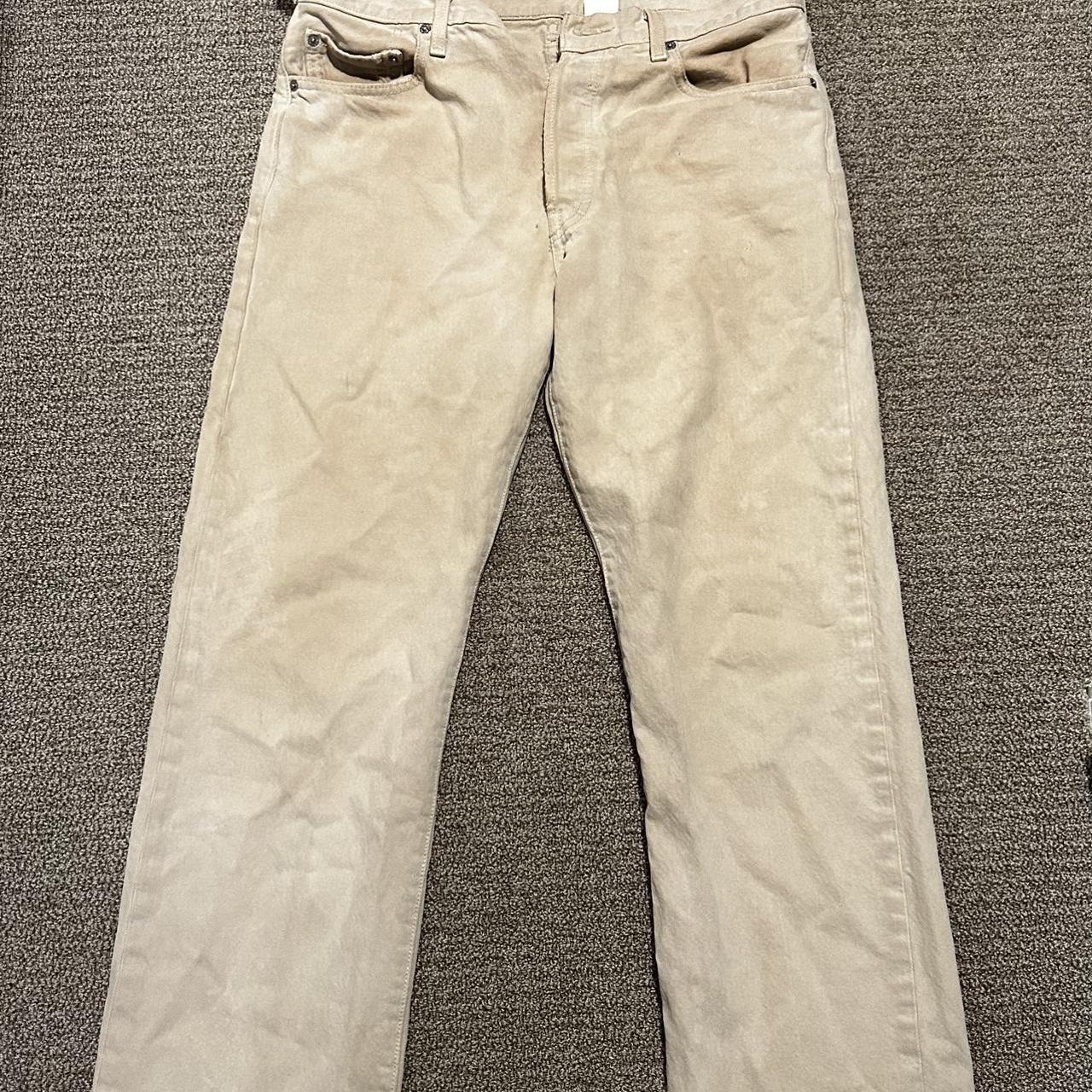 Vintage 501 Levi jeans whitish/tan color 31in waist... - Depop