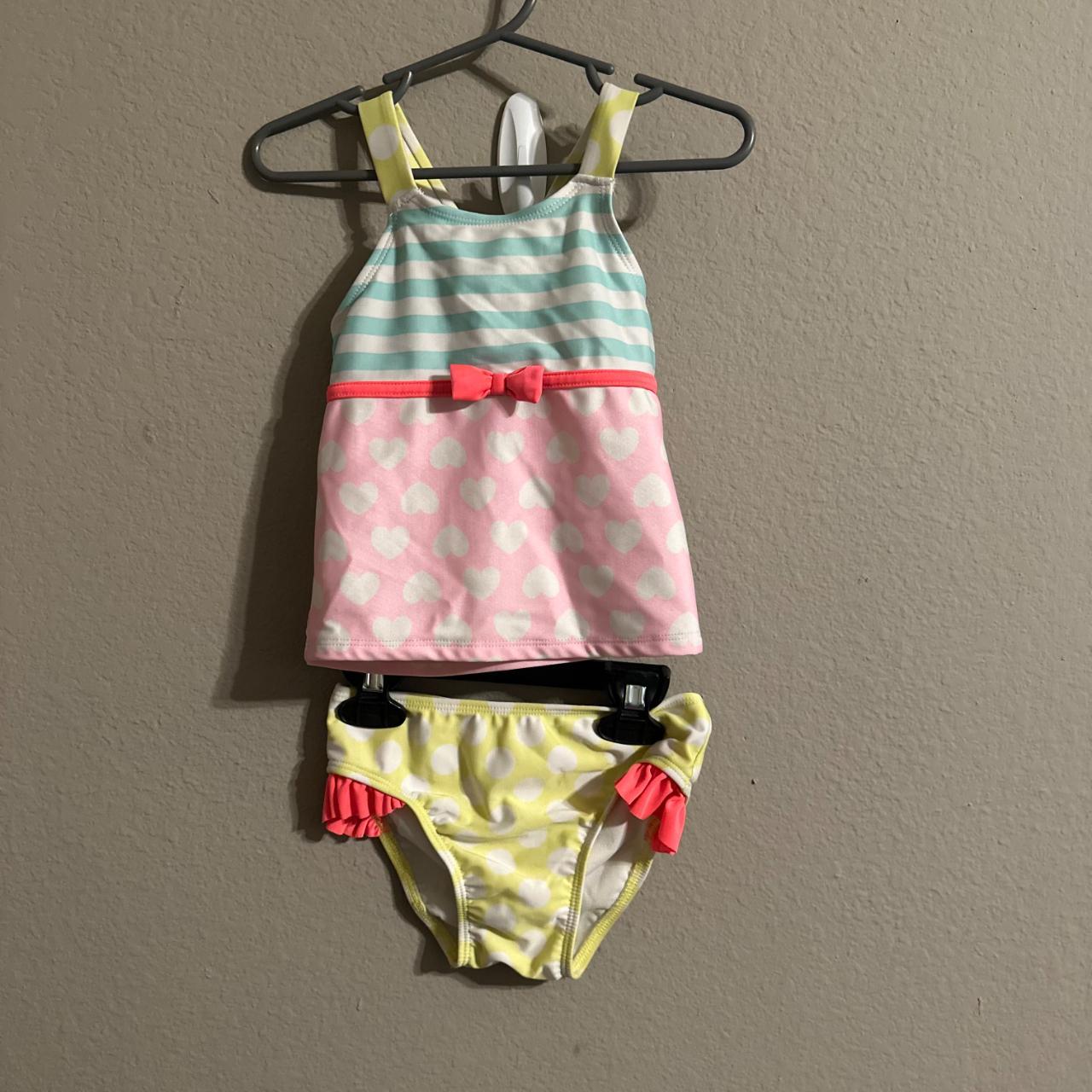 Cat & Jack 3t Striped And Polka Dot Tankini - Depop