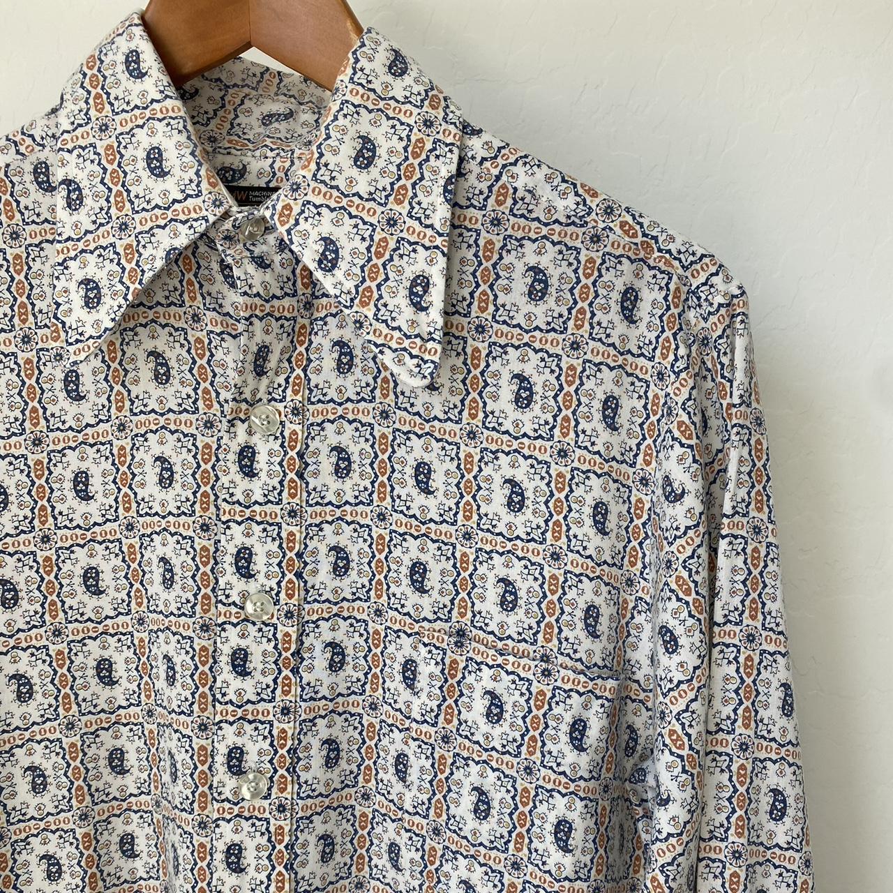 Vintage 1970s Men S Printed Disco Shirt Vintage Depop   P0 