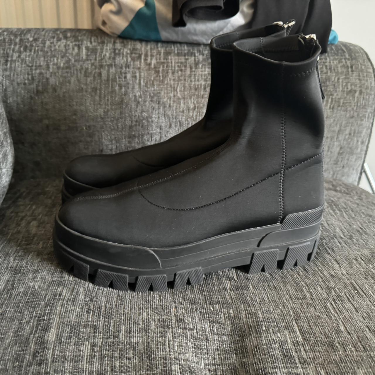 BERSHKA black chunky sock boots