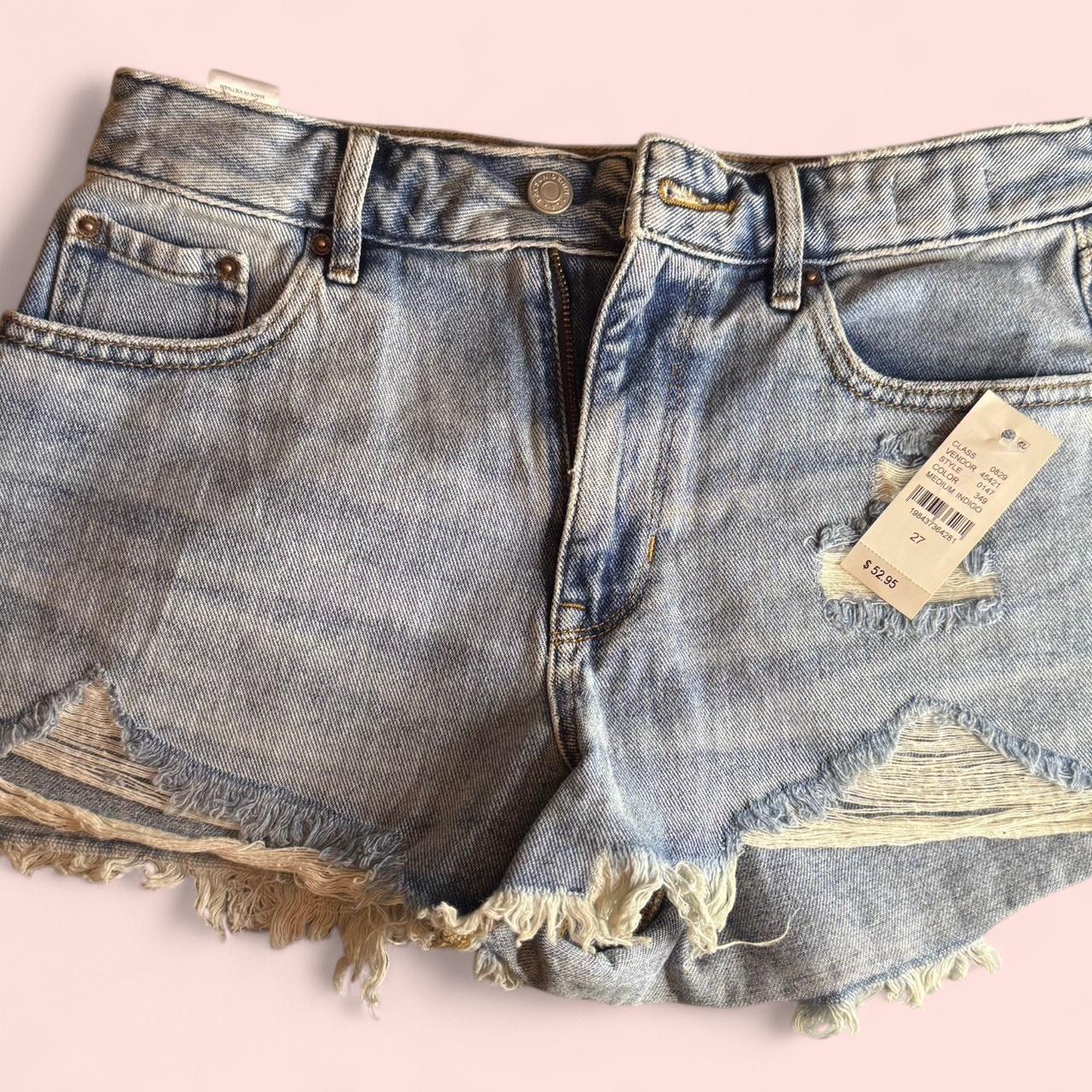 Pacsun High Waisted Jean Ripped Shorts PacSun Women's Shorts Blue