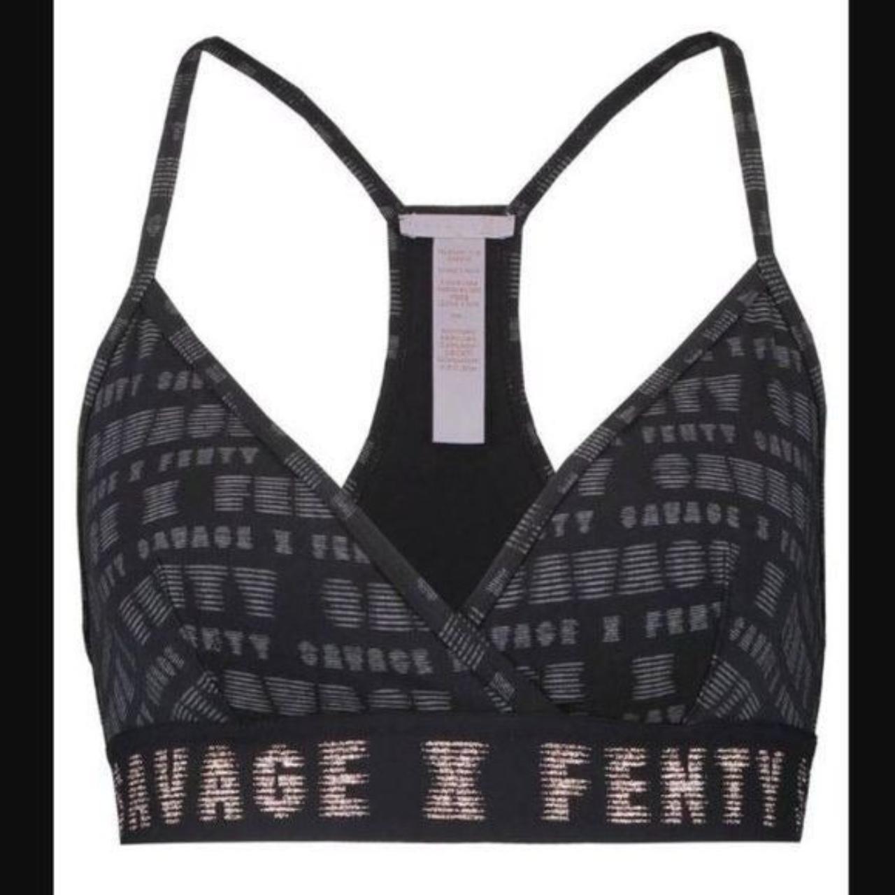 Savage x Fenty Bralette womens size large black logo. Depop