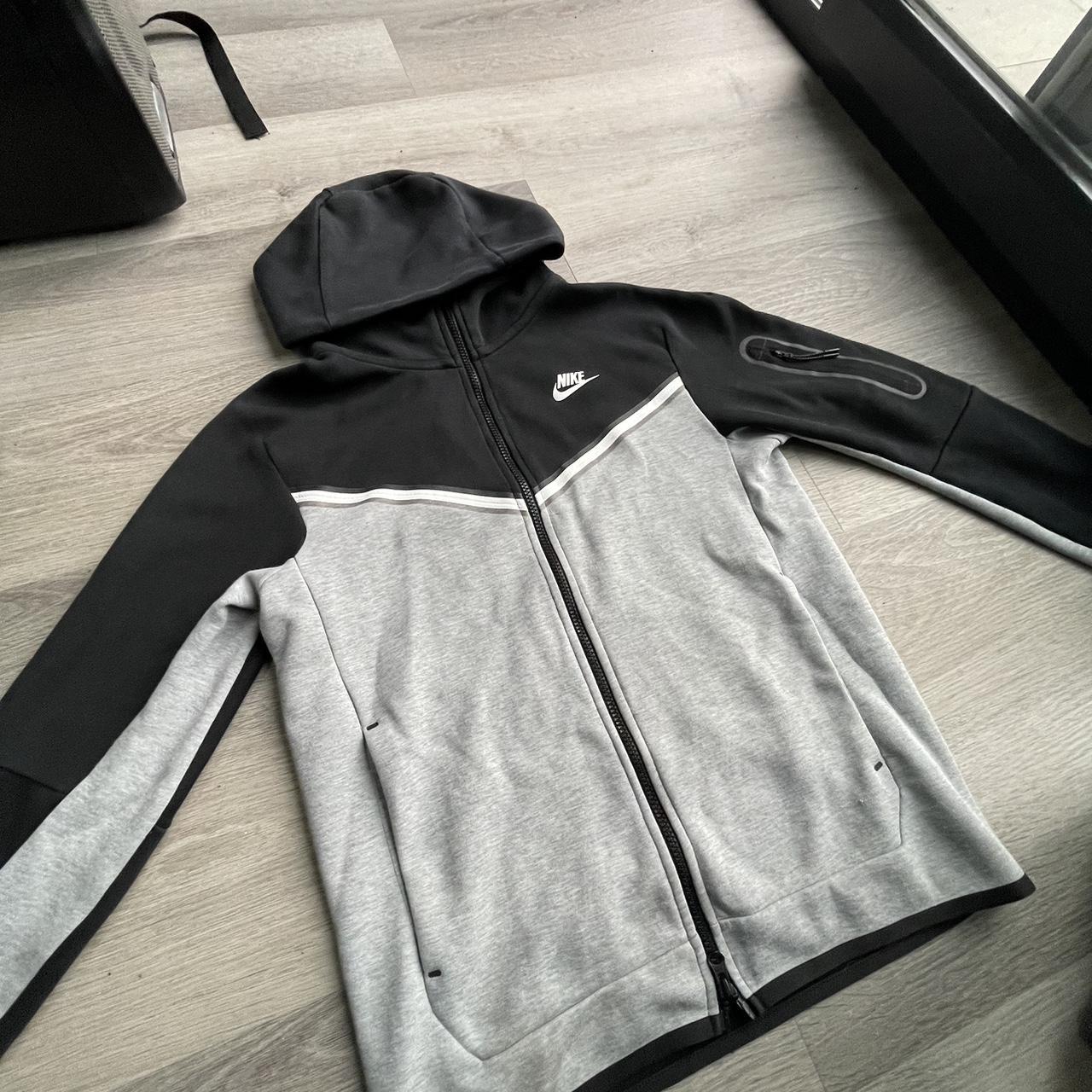 Black and grey Nike tech fleece hoodie One snag on... - Depop