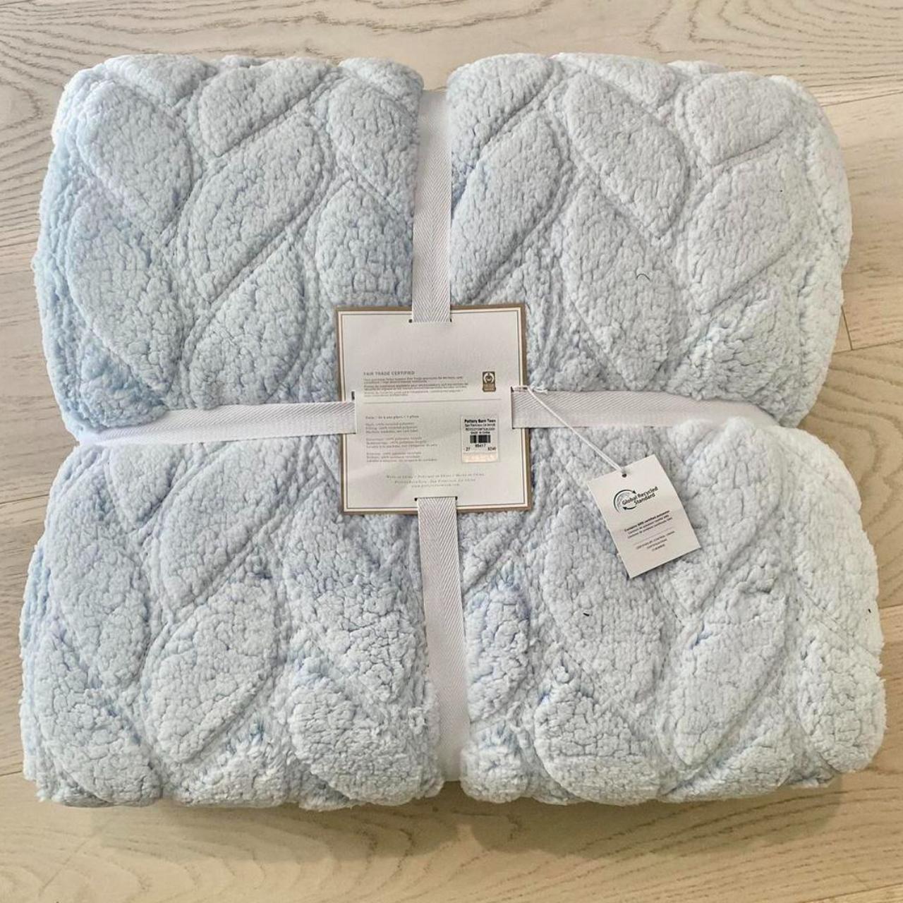 Pottery Barn Light blue twin/twin long Sherpa... Depop