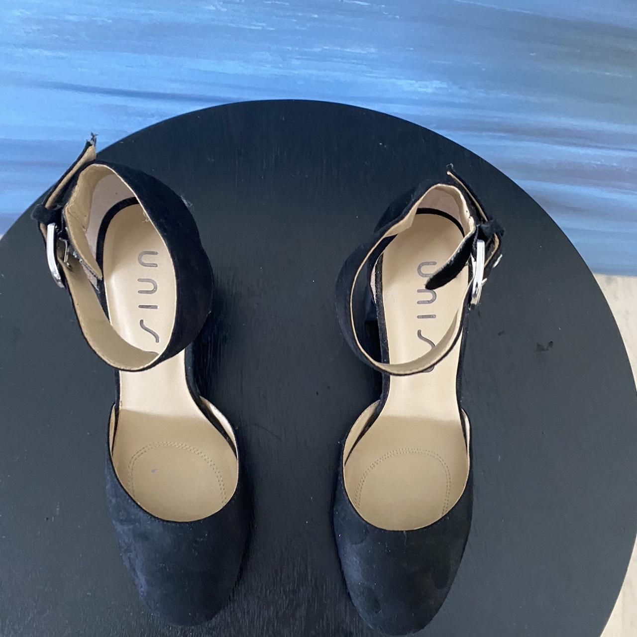 Unisa black chunky heel shoes with 3 inch heels. - Depop