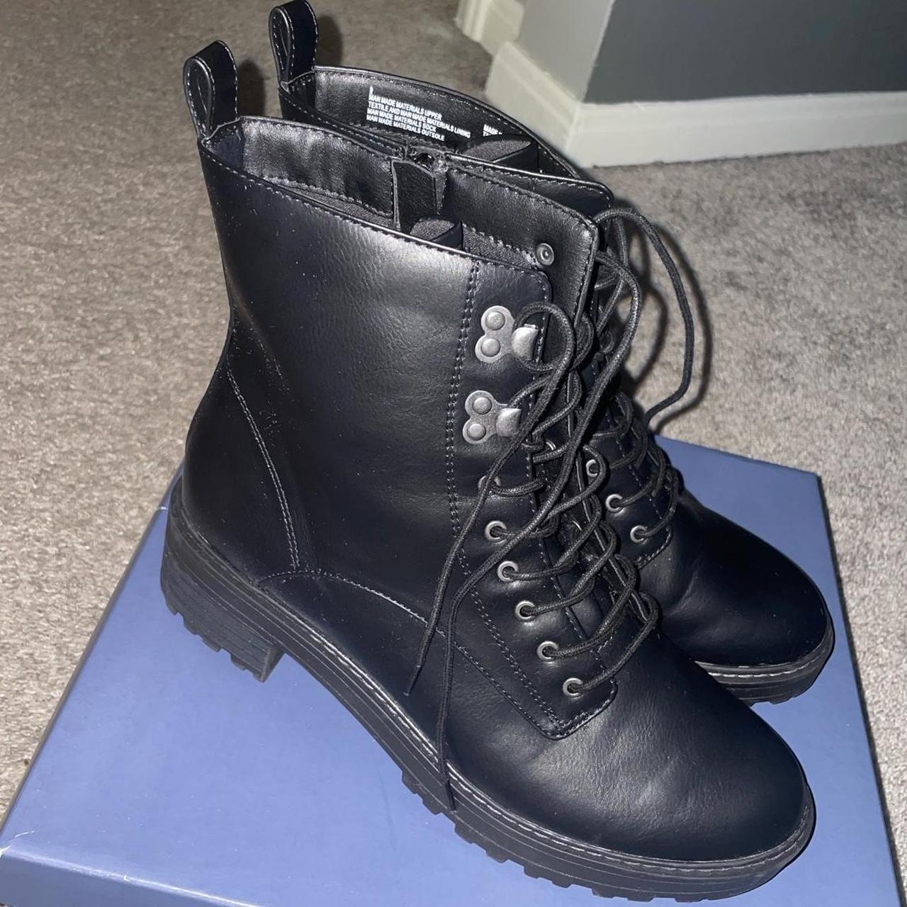 Size 9 combat boots, only worn once, comes with box.... Depop