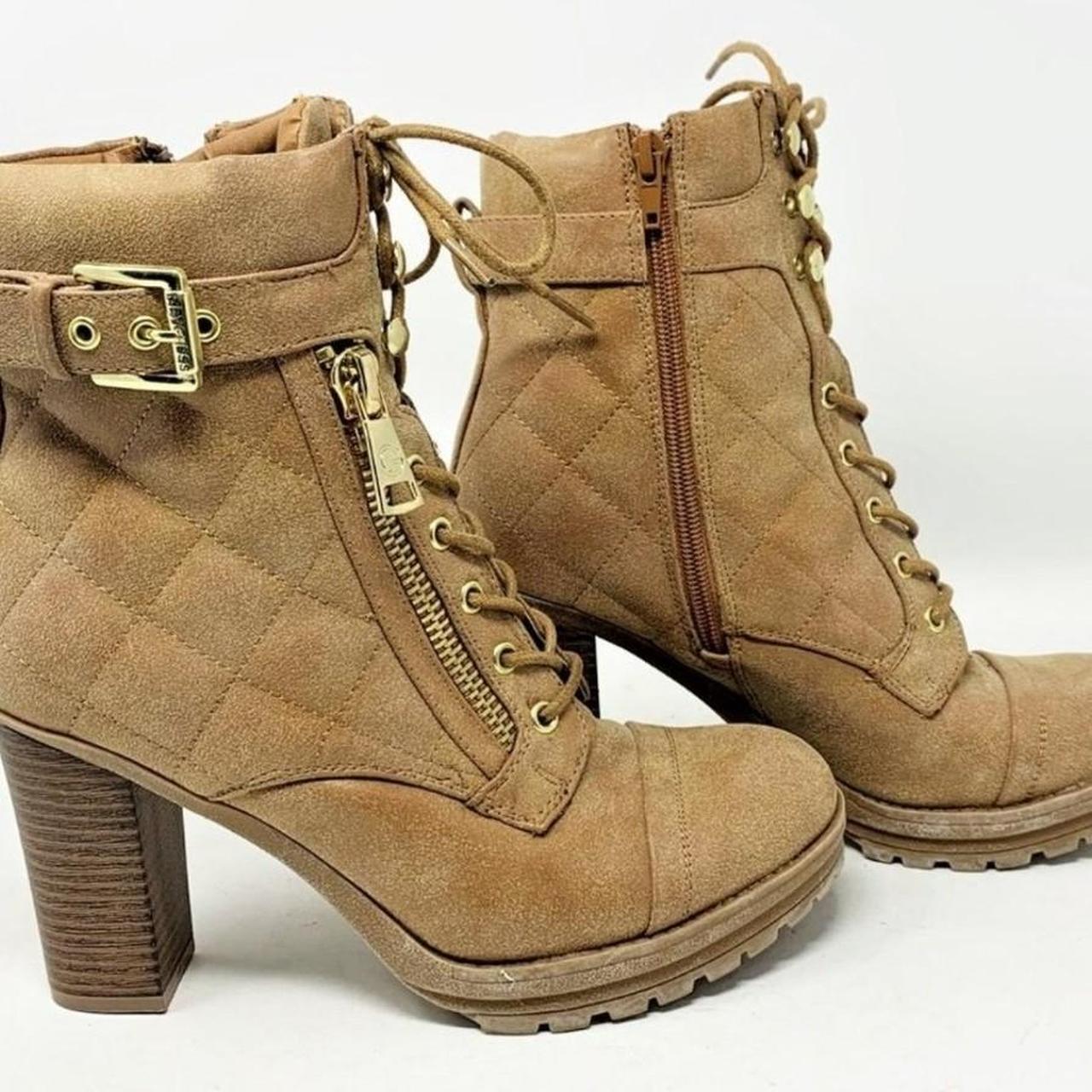 G by Guess Tan Lace Up Jayden Combat Boots with