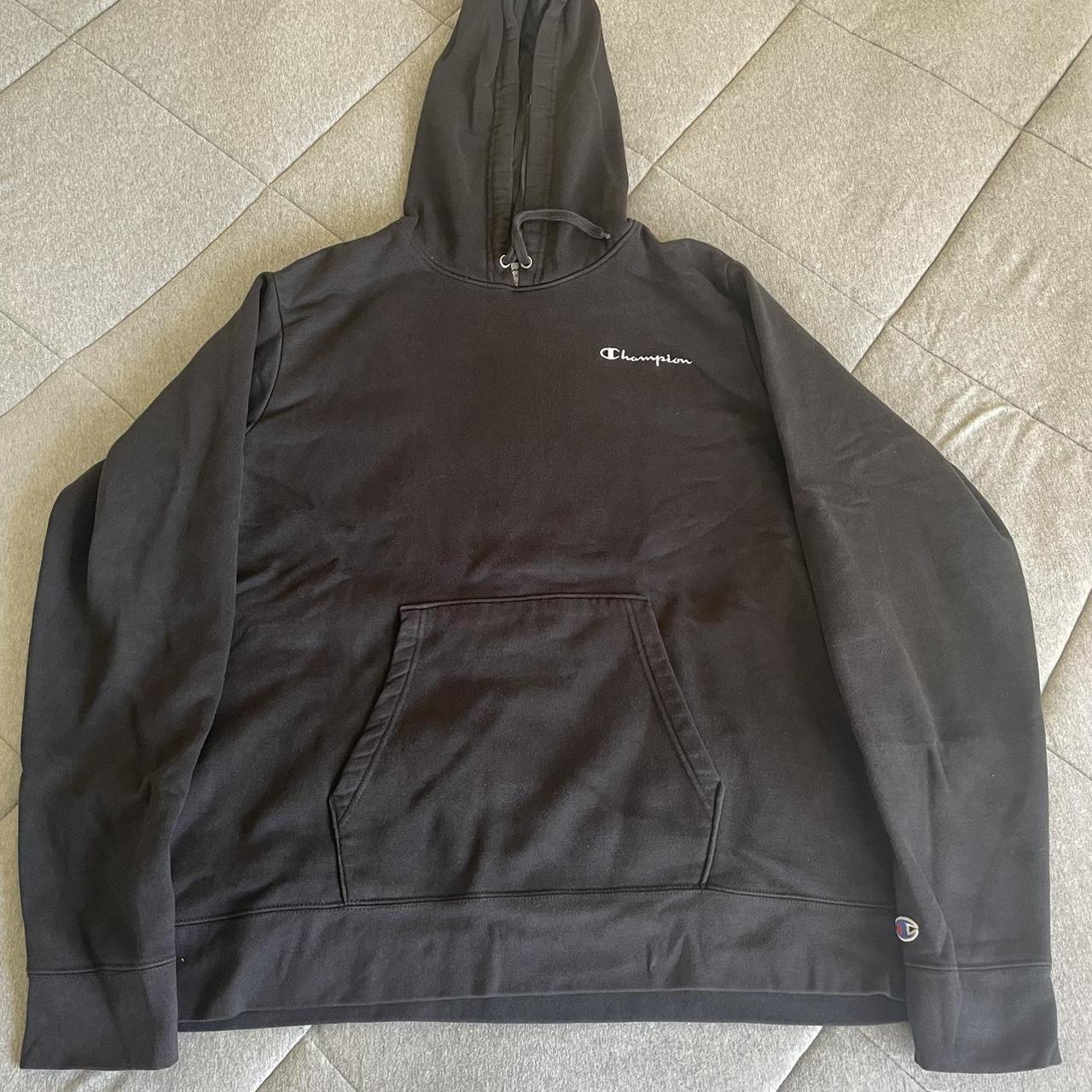 Black Champion Hoodie | Size: XL but fits like a L |... - Depop