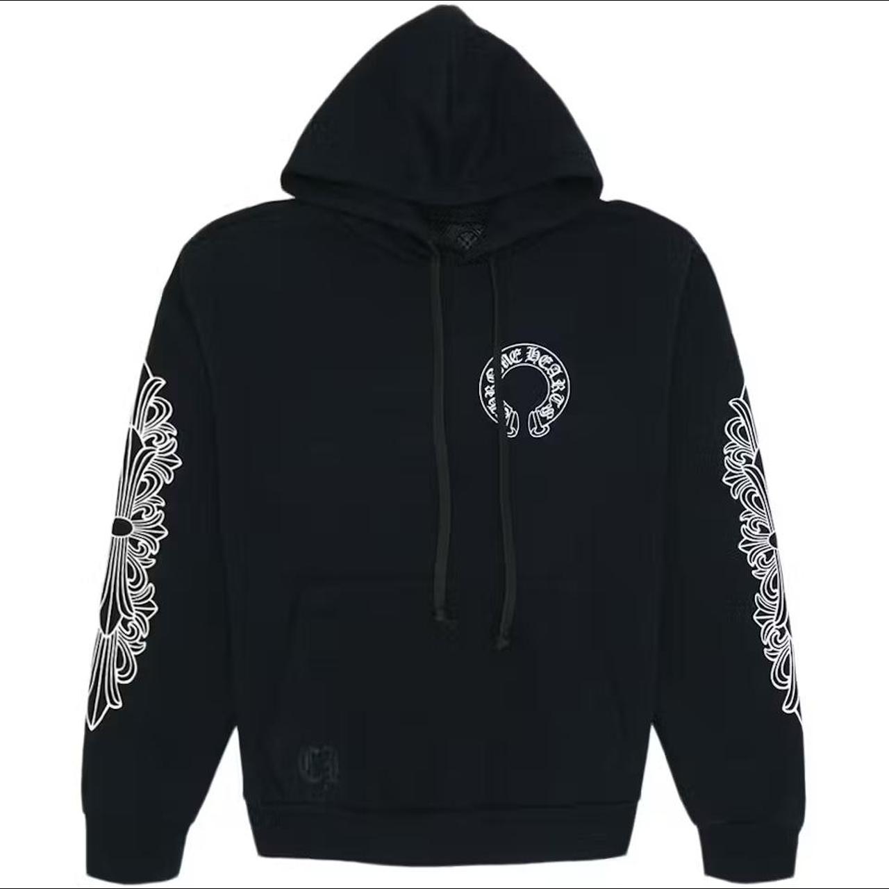 Chrome Hearts Horse Shoe Floral Hoodie Black Size... - Depop