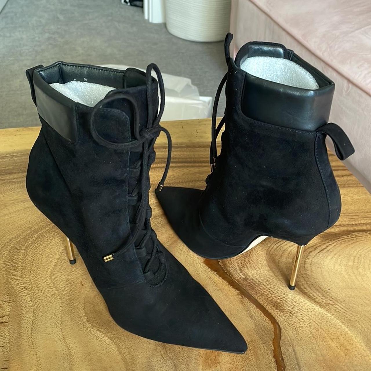 Good American lace up boots. Black surfed boots with... - Depop