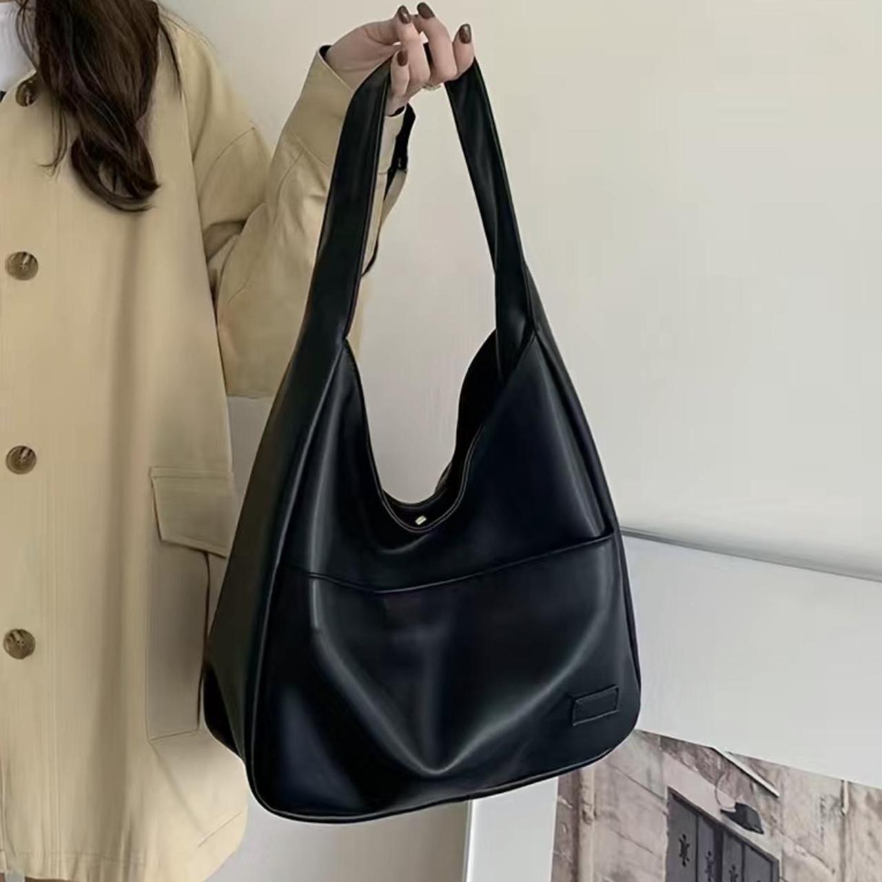 (Read Bio) - Solid color, simple leather tote bag... - Depop