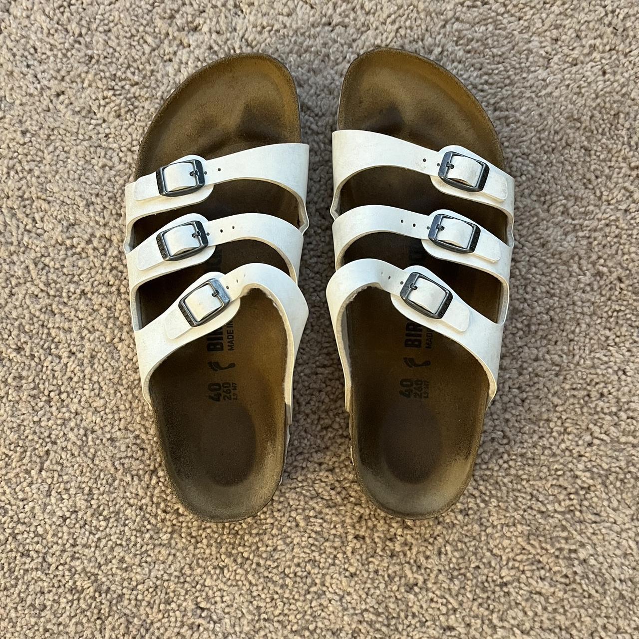 White three strap genuine Birkenstock Sandals.... - Depop