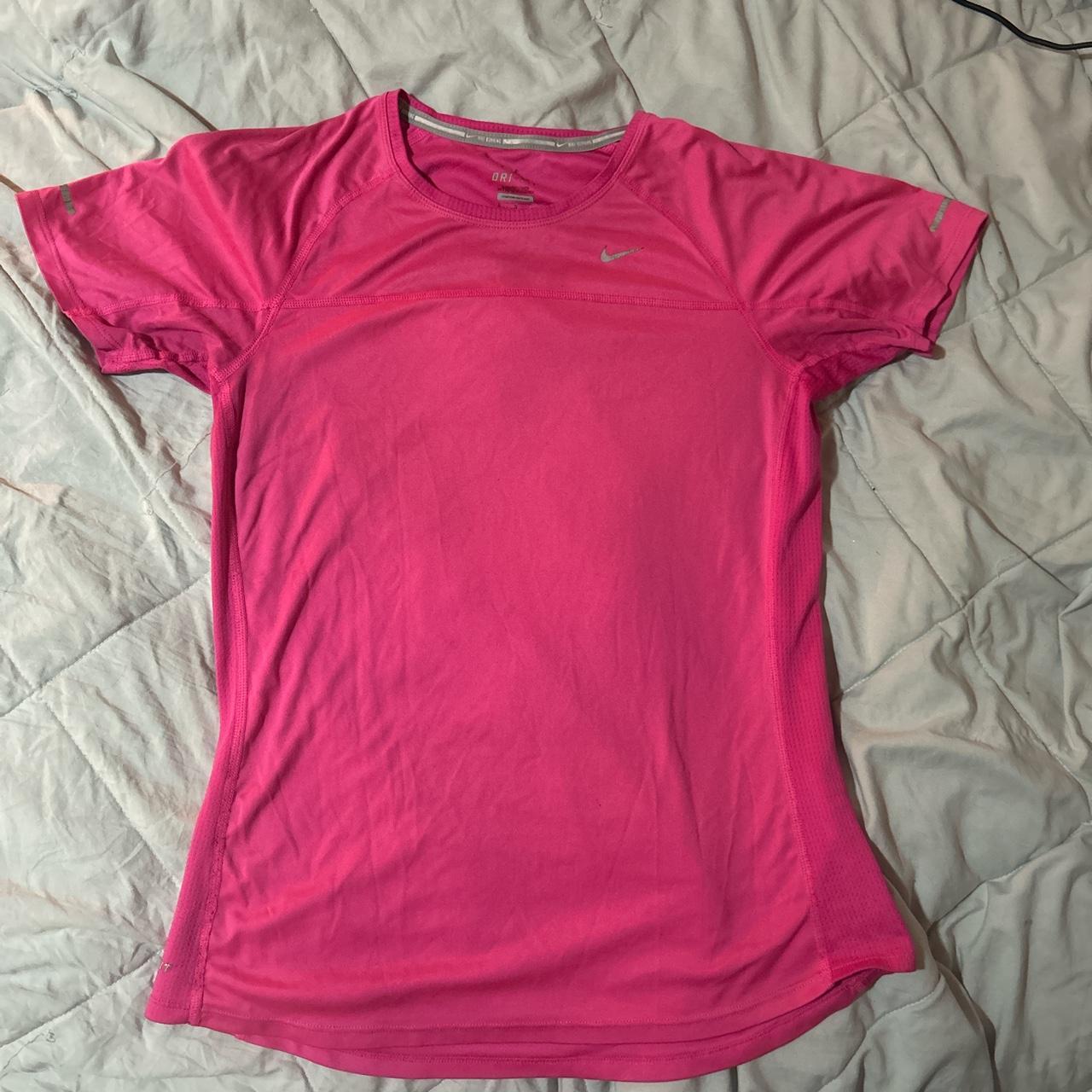 Pink Nike dry fit running shirt - Depop