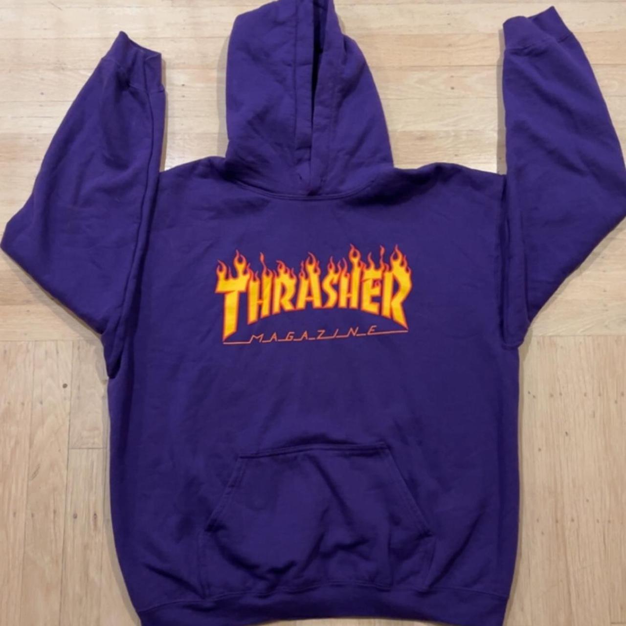 Thrasher hoodie purple outlet flame