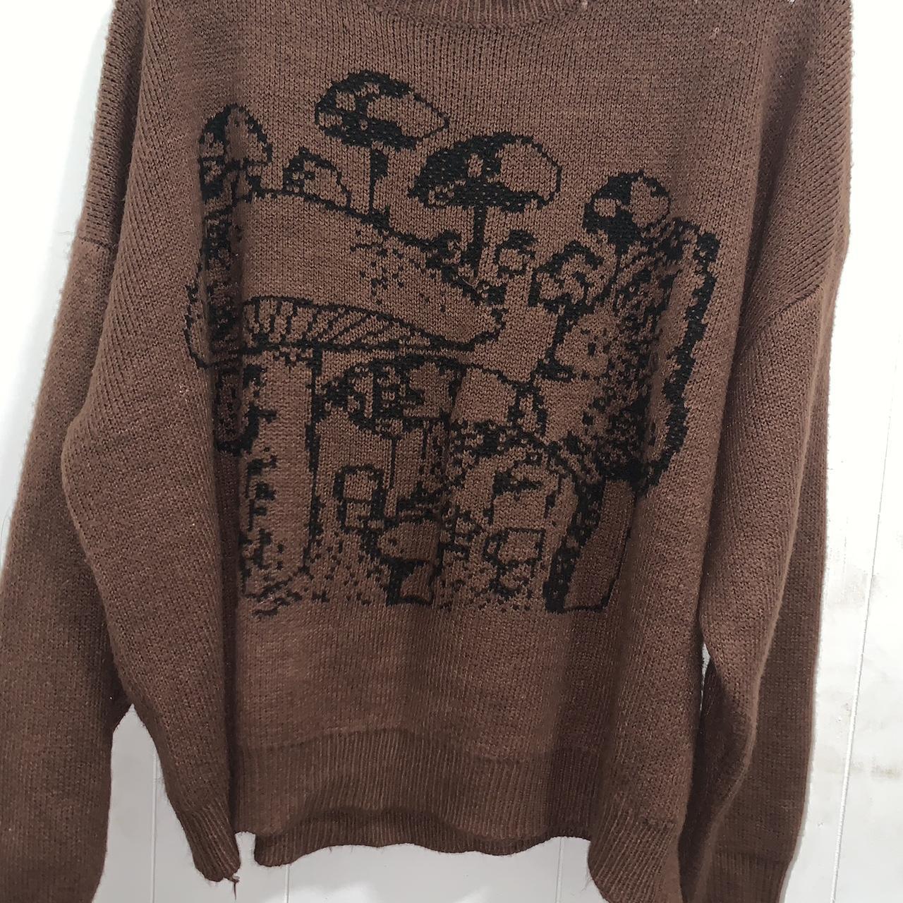 SHEIN 3XL BROWN KNIT MUSHROOM SWEATER (In great... - Depop