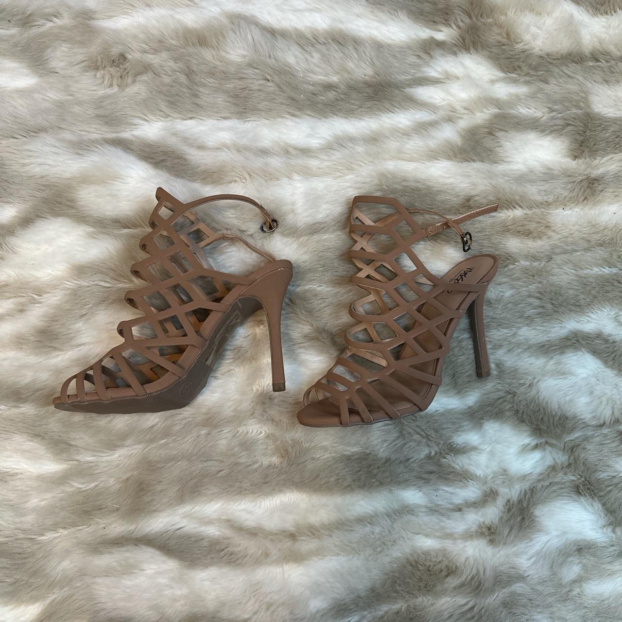 Tan 2024 caged heels