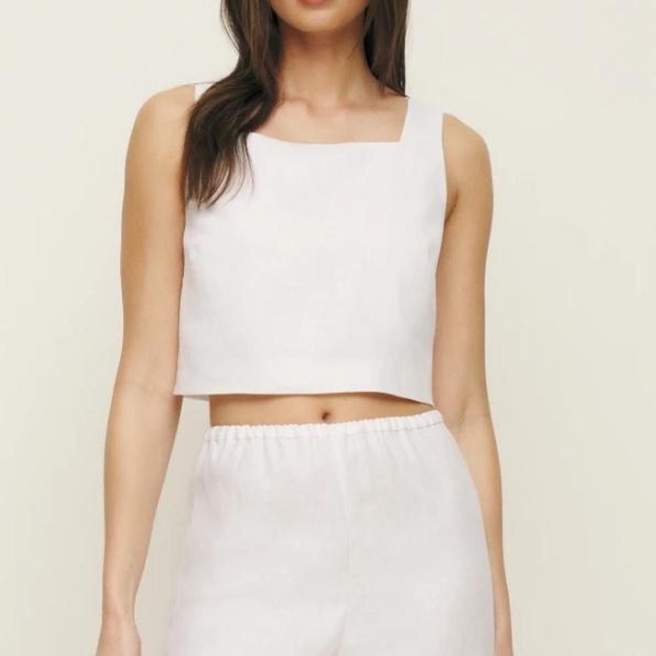 Reformation Saige Linen Top In white and size xs - | Depop