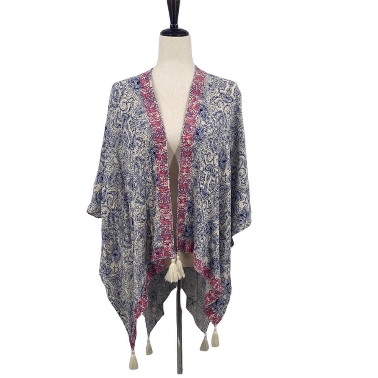 Floral embroidered BoHo kimono open cardigan,... - Depop