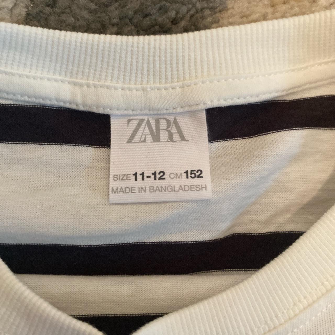 Black and White Striped Zara Girls 11-12 Boxy Tee - Depop