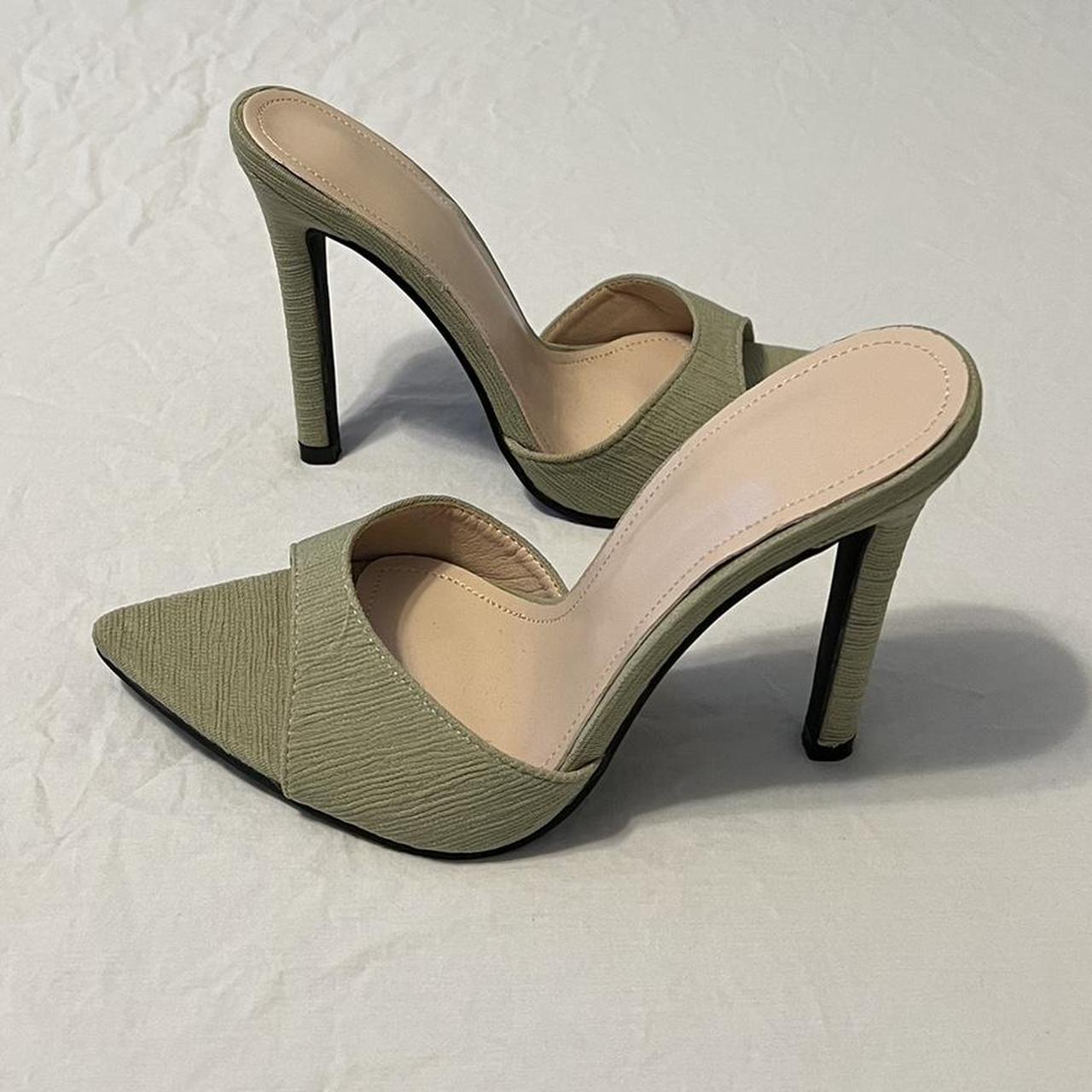 olive green high heels shoes