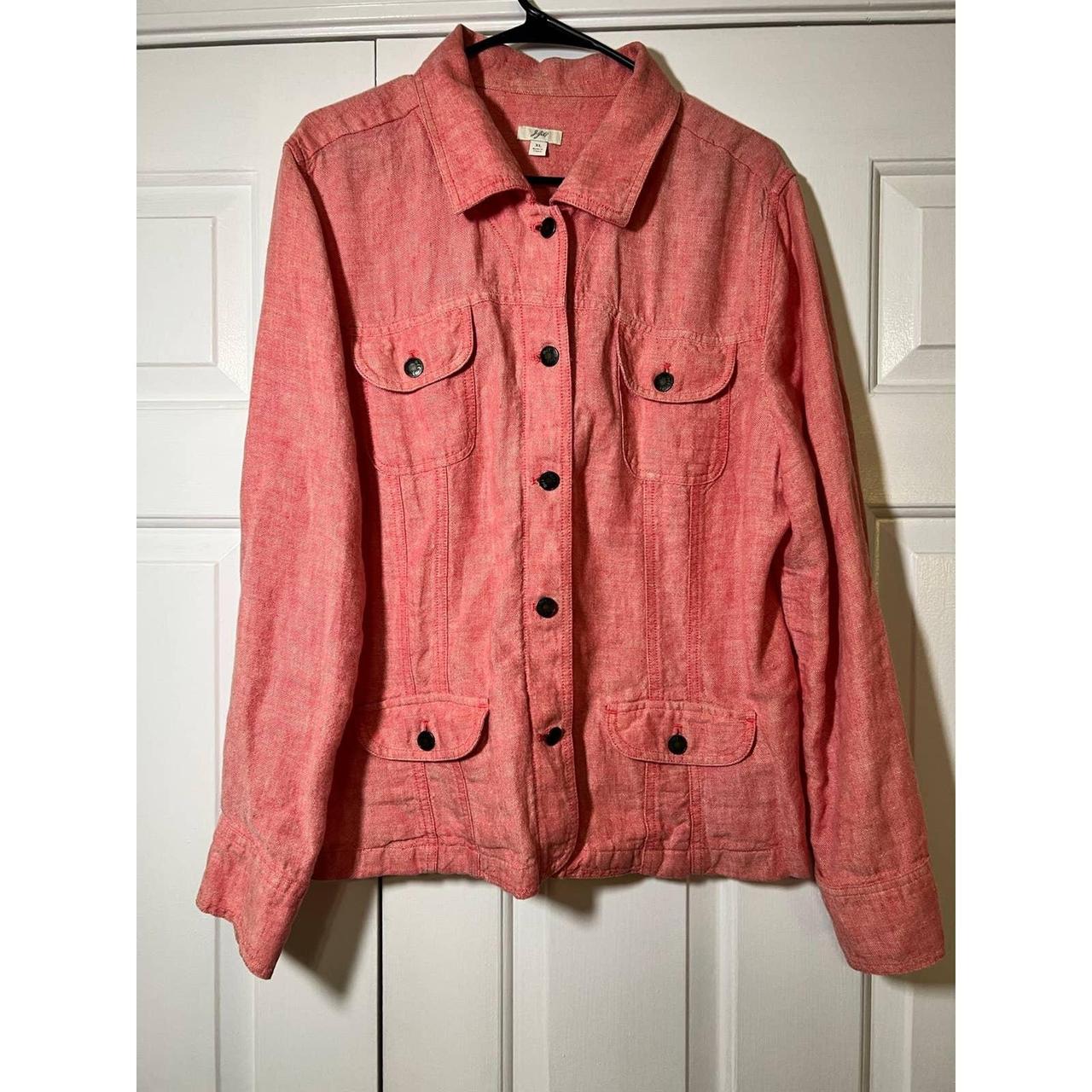 J. Jill XL red linen jacket. Super soft, - Depop