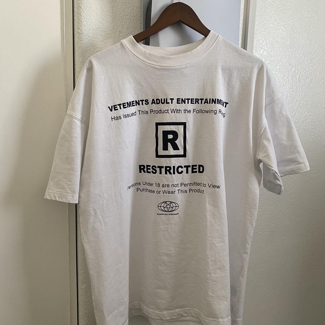 VETEMENTS ADULT ENTERTAINMENT T SHIRT - Size S -... - Depop