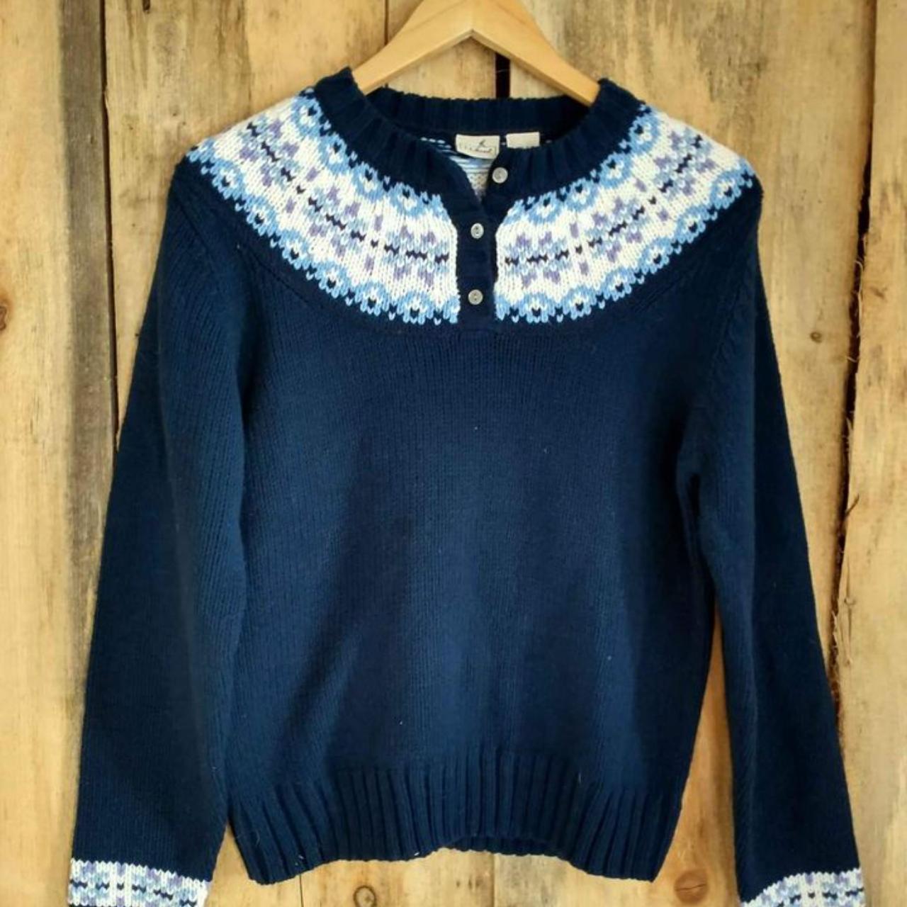 Retro LL Bean Sweater Fair Isle Navy White Purple... - Depop