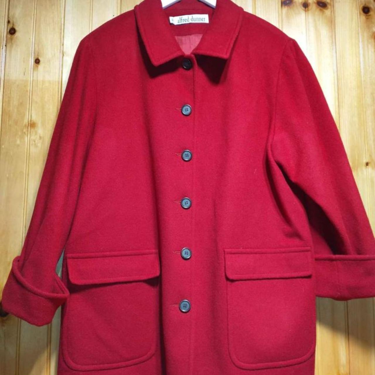 Vintage Alfred Dunner Wool Car Coat Jacket Red Size... - Depop