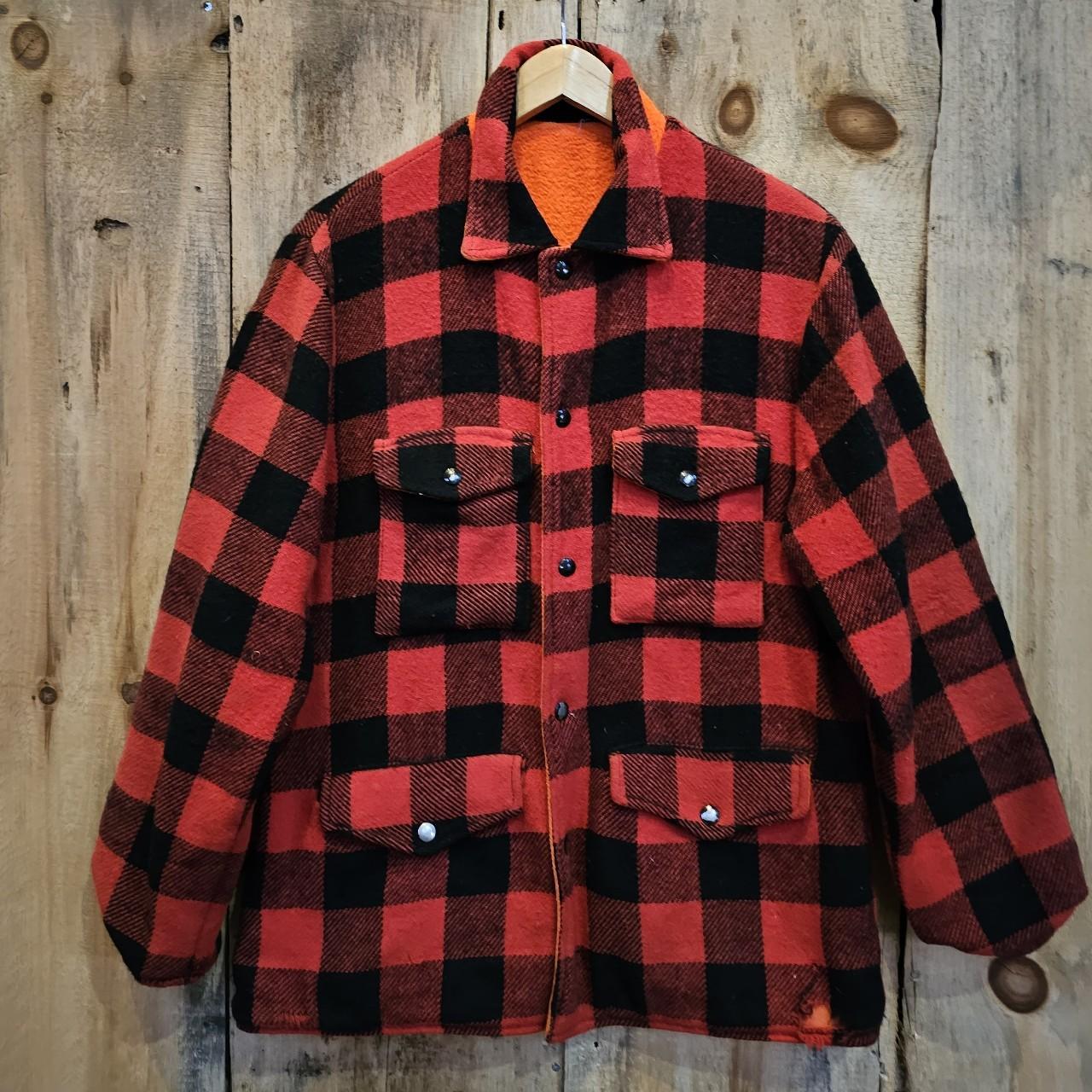 Vintage Wool Hunting Jacket Buffalo Plaid Reversible...