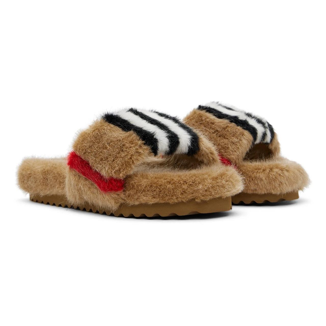 BURBERRY Kids Brown Faux-Fur Sandals SIZE: 34 US Depop