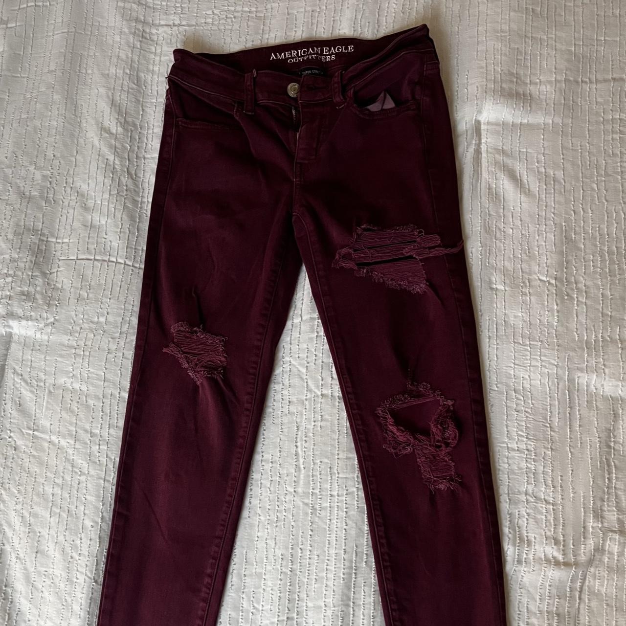 American eagle hot sale maroon jeans