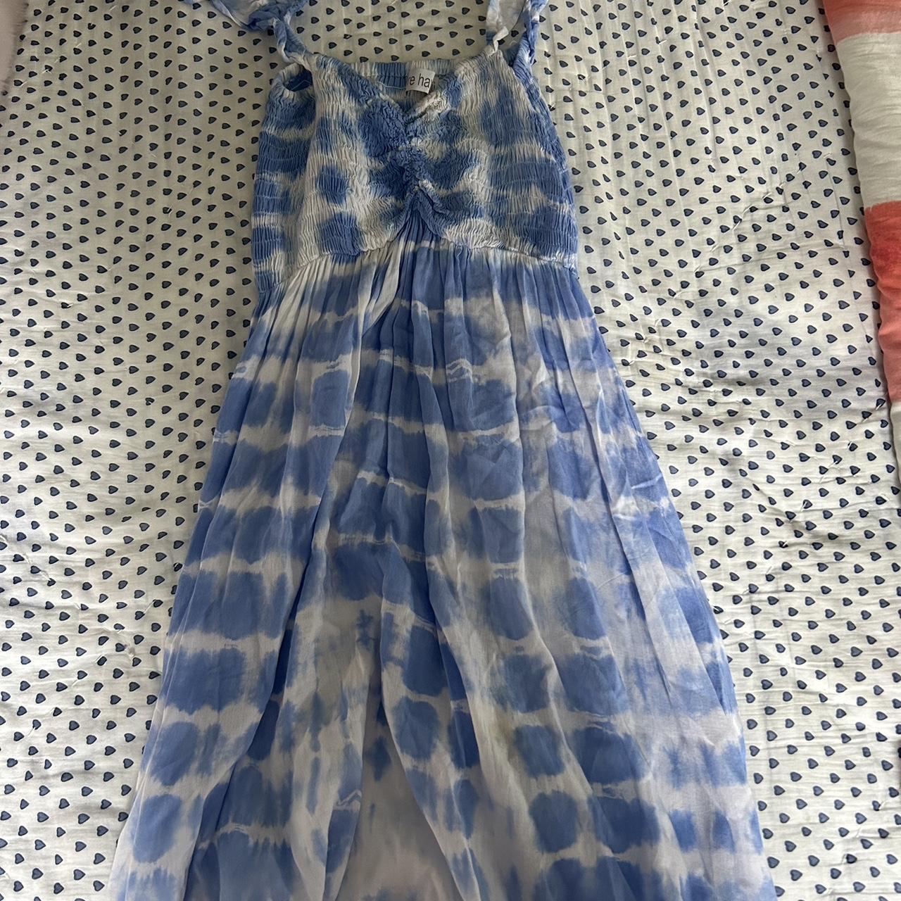 Blue and white mini dress bought at a boutique in... - Depop