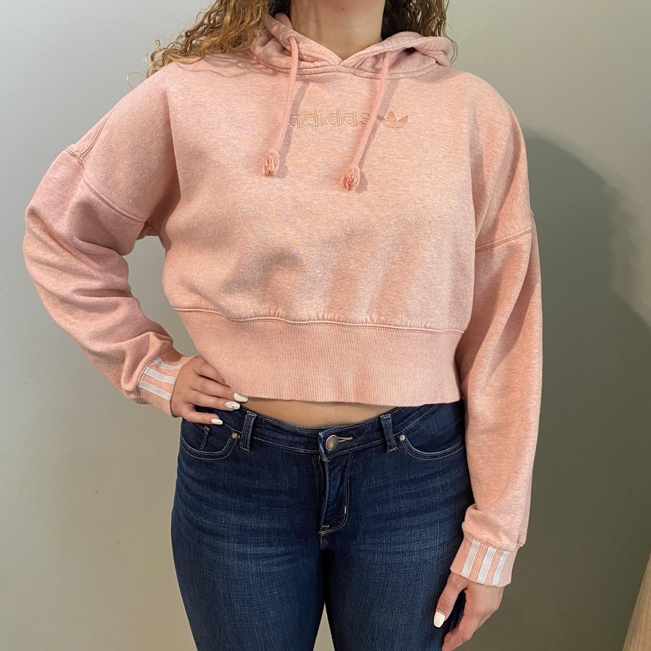 Adidas Pink Cropped Hoodie Worn once Super Depop