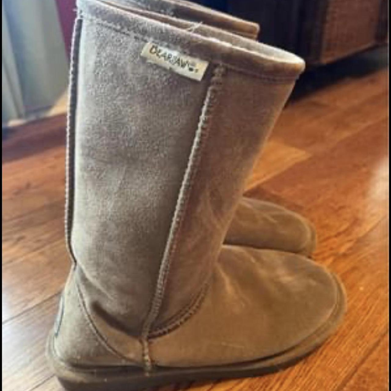 Tall tan fashion bearpaw boots