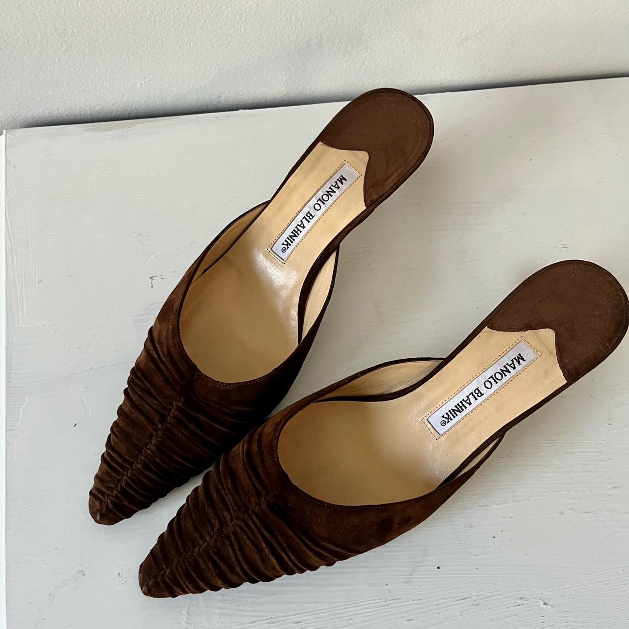 Manolo Blahnik brown kitten heel 🤎 ‘the whiskey... - Depop