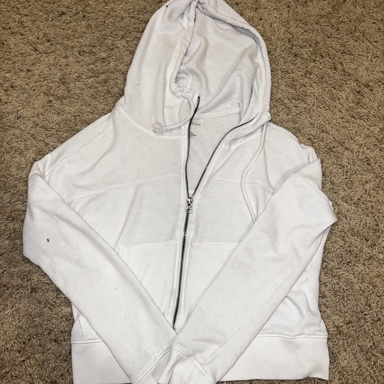 Simple Cropped White Hoodie - Depop